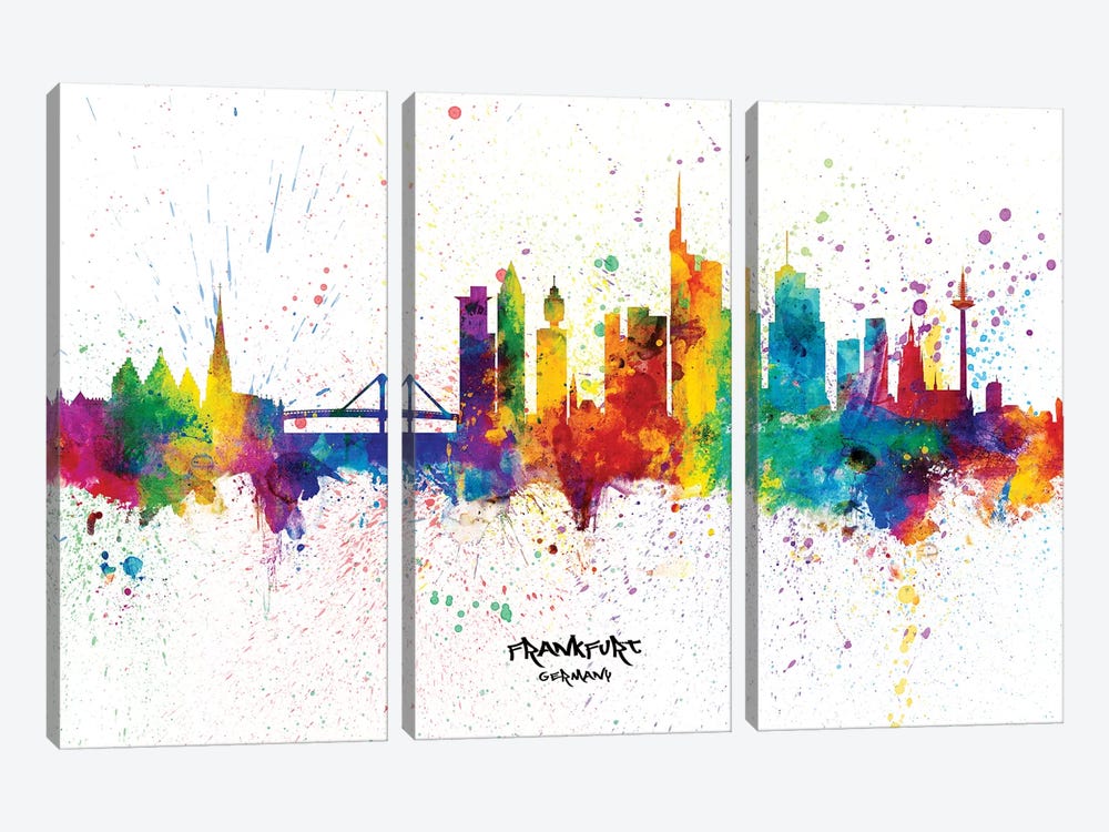 Frankfurt Germany Skyline Splash by Michael Tompsett 3-piece Art Print