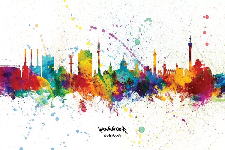 Hannover Germany Skyline Splash by Michael Tompsett wall art