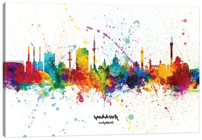 Hannover Germany Skyline Splash Canvas Art Print