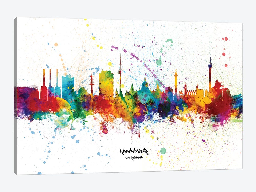 Hannover Germany Skyline Splash by Michael Tompsett 1-piece Canvas Artwork