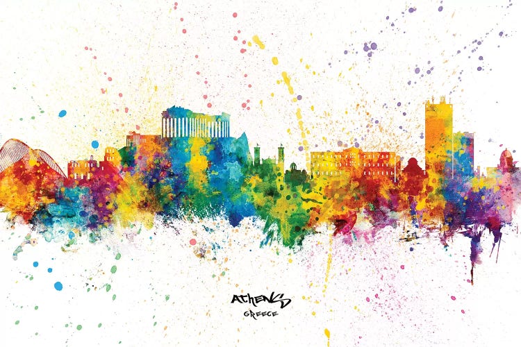 Athens Greece Skyline Splash by Michael Tompsett wall art