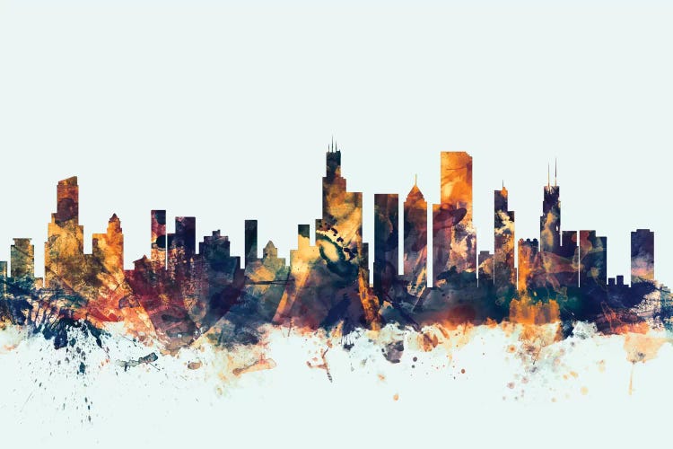 Chicago, Illinois, USA On Blue by Michael Tompsett wall art