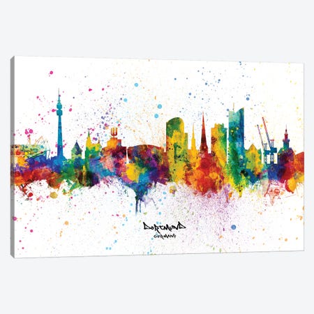 Dortmund Germany Skyline Splash Canvas Print #MTO2340} by Michael Tompsett Art Print