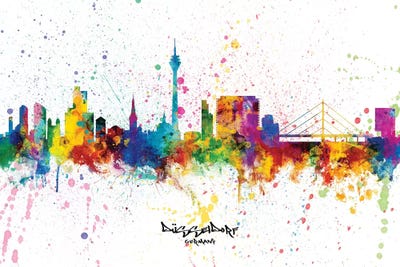 Dusseldorf Germany Skyline Splash by Michael Tompsett multi panel art