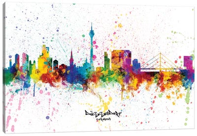 Dusseldorf Germany Skyline Splash Canvas Art Print