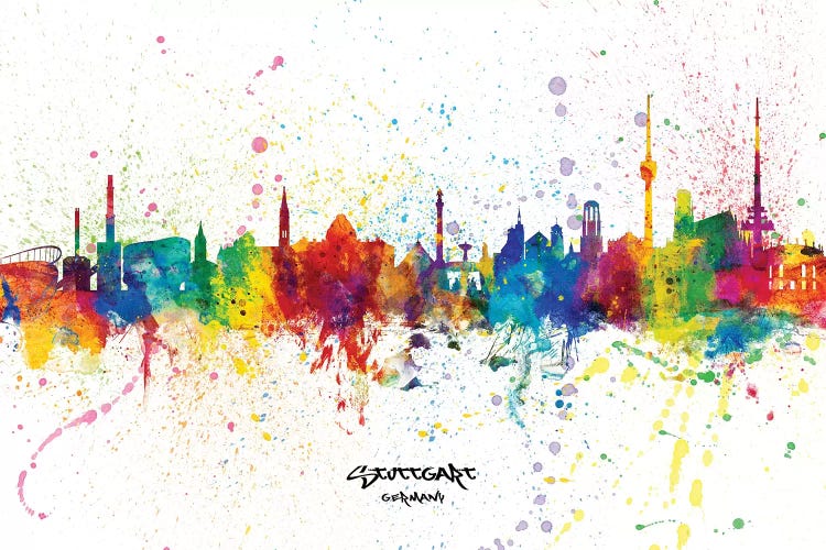 Stuttgart Germany Skyline Splash by Michael Tompsett wall art