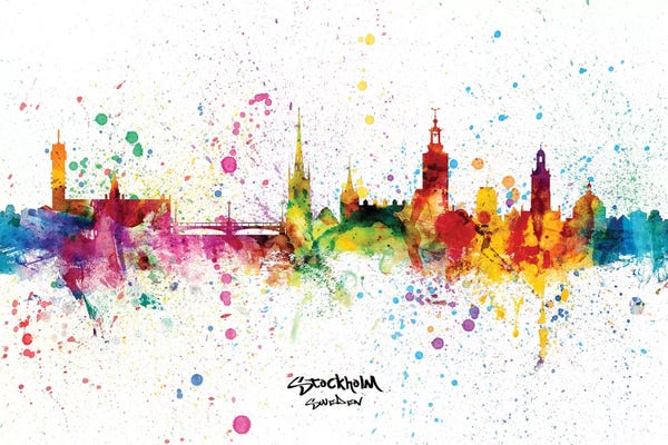 Sweden: Stockholm Sweden Skyline Splash by Michael Tompsett