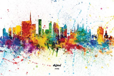 Milan Italy Skyline Splash by Michael Tompsett acrylic art print