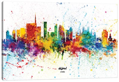 Milan Italy Skyline Splash Canvas Art Print