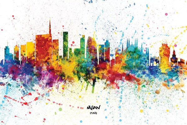 Lombardy: Milan Italy Skyline Splash by Michael Tompsett