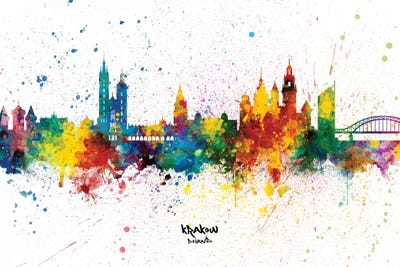Krakow Poland Skyline Splash by Michael Tompsett multi panel art