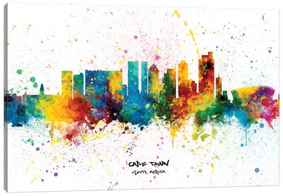 Cape Town South Africa Skyline Splash Canvas Art Print - Cape Town