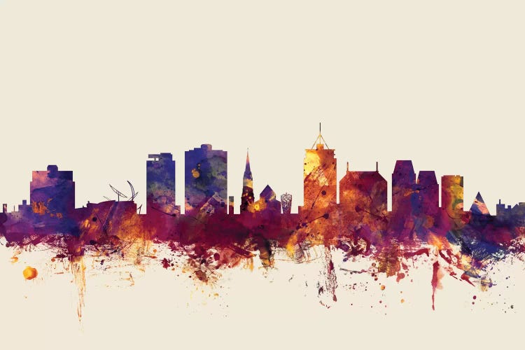 Christchurch, New Zealand On Beige by Michael Tompsett wall art