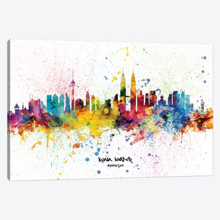 Kuala Lumpur Malaysia Skyline Splash Canvas Print #MTO2354} by Michael Tompsett Canvas Art Print
