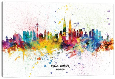 Kuala Lumpur Malaysia Skyline Splash Canvas Art Print - Malaysia
