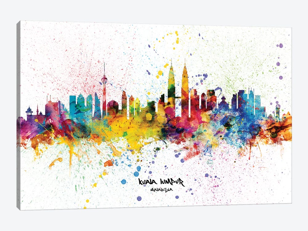 Kuala Lumpur Malaysia Skyline Splash by Michael Tompsett 1-piece Canvas Art