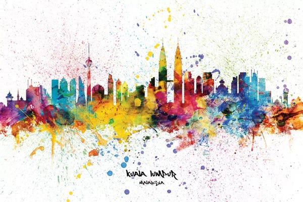 Malaysia: Kuala Lumpur Malaysia Skyline Splash by Michael Tompsett