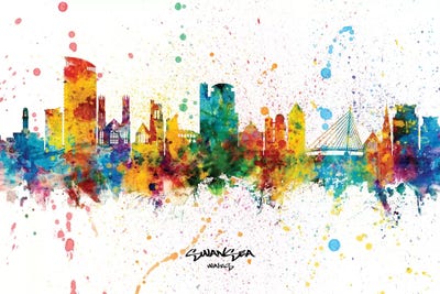 Swansea Wales Skyline Splash by Michael Tompsett art print