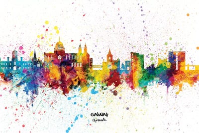 Galway Ireland Skyline Splash by Michael Tompsett canvas print