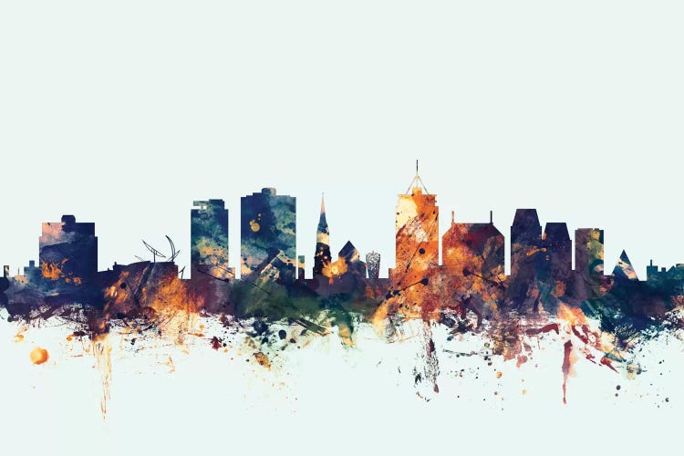Christchurch, New Zealand On Blue by Michael Tompsett wall art