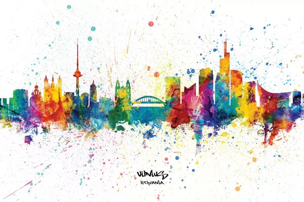 Vilnius Lithuania Skyline Splash