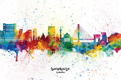 Bucharest Romania Skyline Splash by Michael Tompsett multi panel art