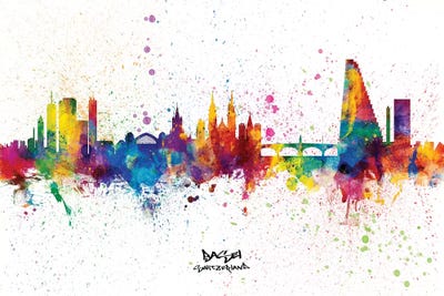 Basel Switzerland Skyline Splash by Michael Tompsett multi panel art