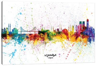 Istanbul Turkey Skyline Splash Canvas Art Print - Istanbul Art