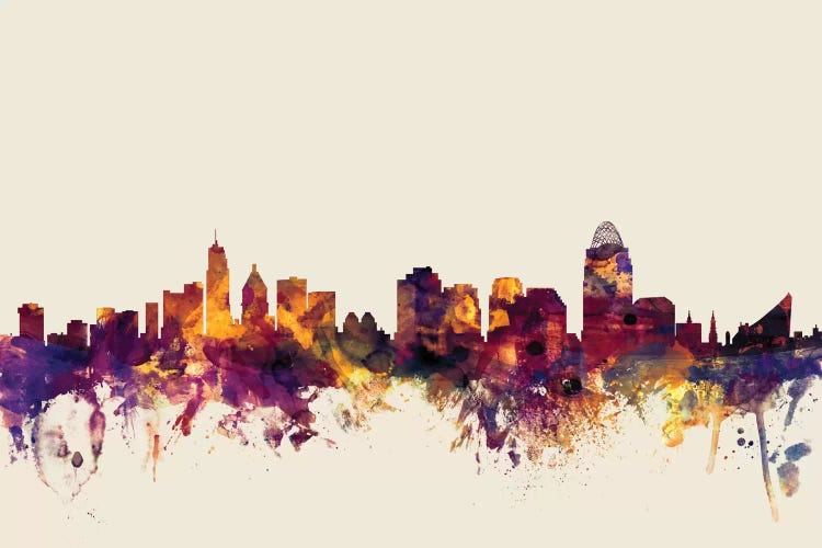 Cincinnati, Ohio, USA On Beige by Michael Tompsett wall art