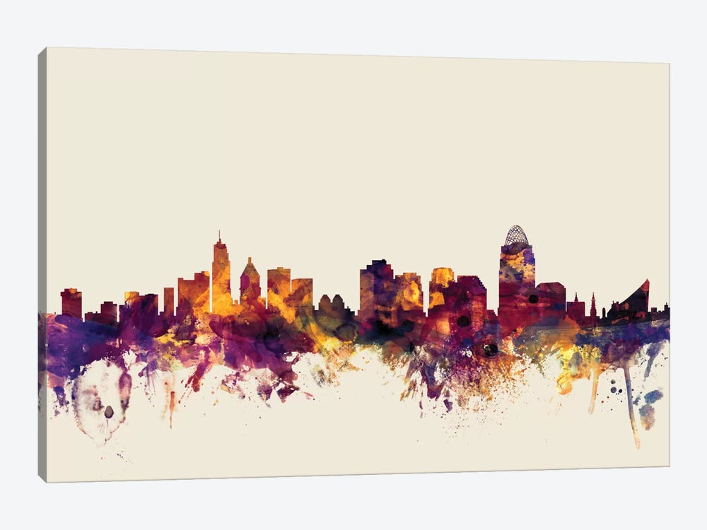 Cincinnati, Ohio, USA On Beige 1-piece Art Print