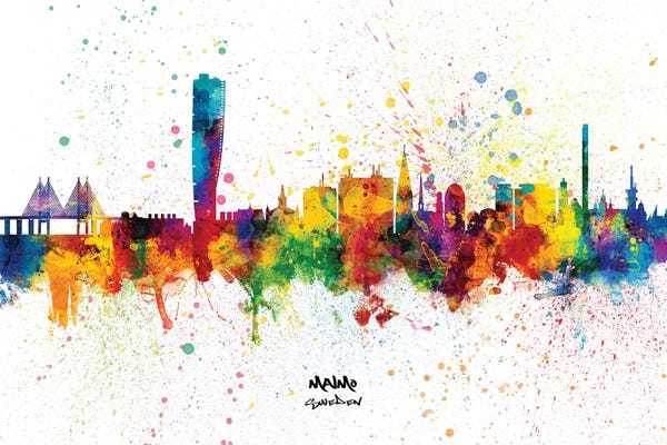 Sweden: Malmo Sweden Skyline Splash by Michael Tompsett