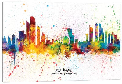 Abu Dhabi Skyline Splash Canvas Art Print - United Arab Emirates Art