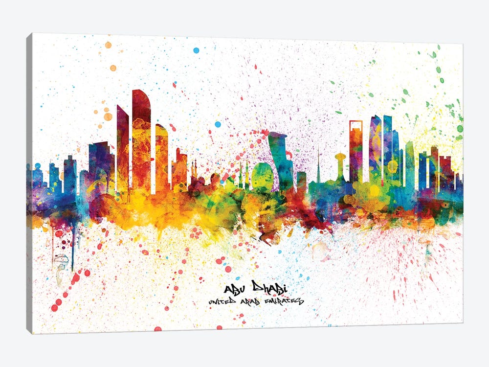 Abu Dhabi Skyline Splash by Michael Tompsett 1-piece Canvas Art