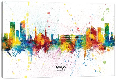 Beirut Lebanon Skyline Splash Canvas Art Print