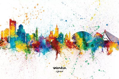 Valencia Spain Skyline Splash by Michael Tompsett multi panel art