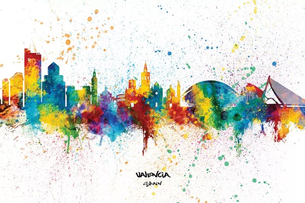 Valencian Community: Valencia Spain Skyline Splash by Michael Tompsett