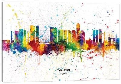Tel Aviv Israel Skyline Splash Canvas Art Print