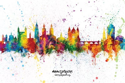 Maastricht Netherlands Skyline Splash by Michael Tompsett multi panel art