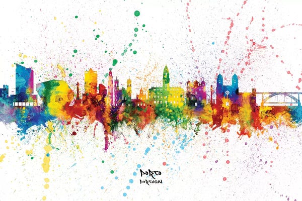 Porto: Porto Portugal Skyline Splash by Michael Tompsett