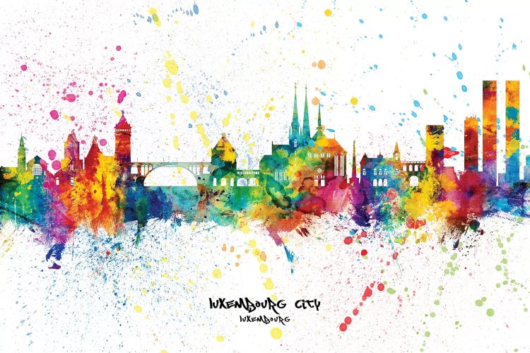 Luxembourg City Skyline Splash by Michael Tompsett wall art