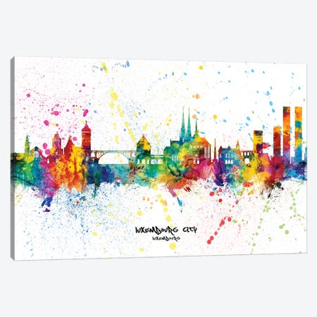 Luxembourg City Skyline Splash Canvas Print #MTO2379} by Michael Tompsett Canvas Artwork