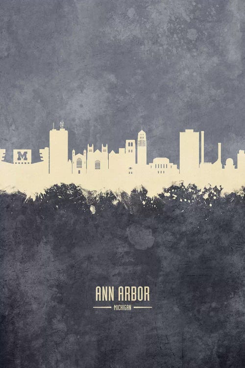 Ann Arbor Michigan Skyline Grey