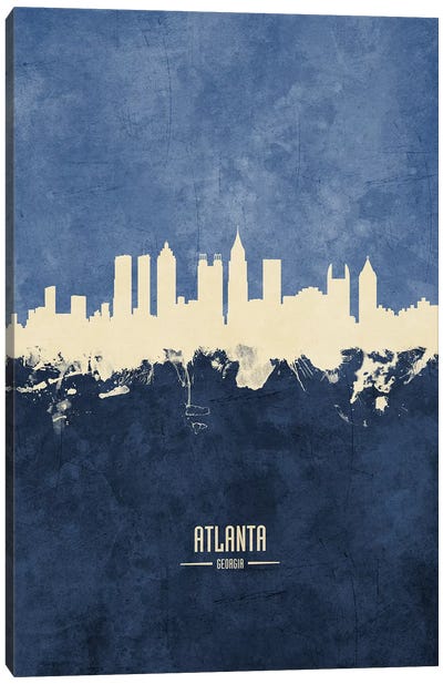 Atlanta Georgia Skyline Navy Canvas Art Print - Georgia Art