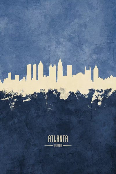 Georgia: Atlanta Georgia Skyline Navy by Michael Tompsett