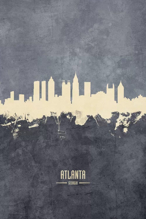 Atlanta Georgia Skyline Grey by Michael Tompsett wall art