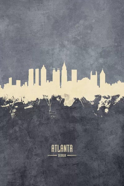 Michael Tompsett: Atlanta Georgia Skyline Grey by Michael Tompsett