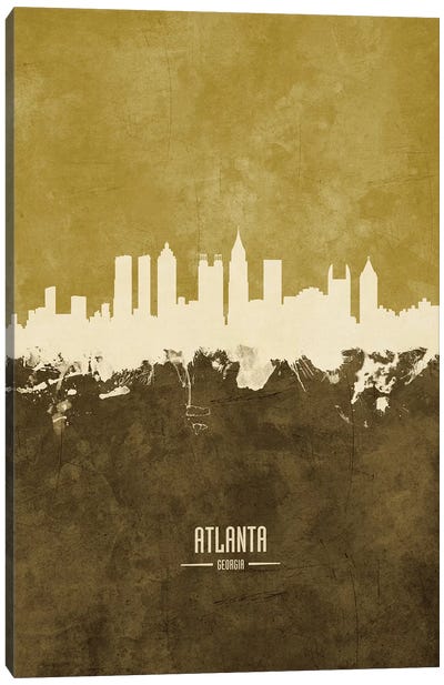 Atlanta Georgia Skyline Ochre Canvas Art Print - Atlanta Skylines