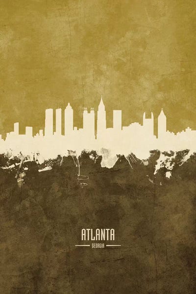 Georgia: Atlanta Georgia Skyline Ochre by Michael Tompsett