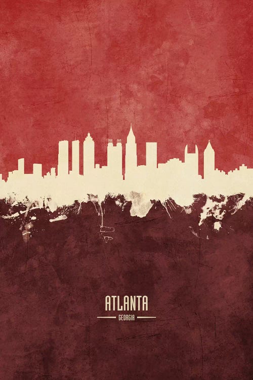 Atlanta Georgia Skyline Burgandy