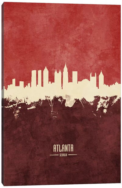Atlanta Georgia Skyline Burgandy Canvas Art Print - Atlanta Art